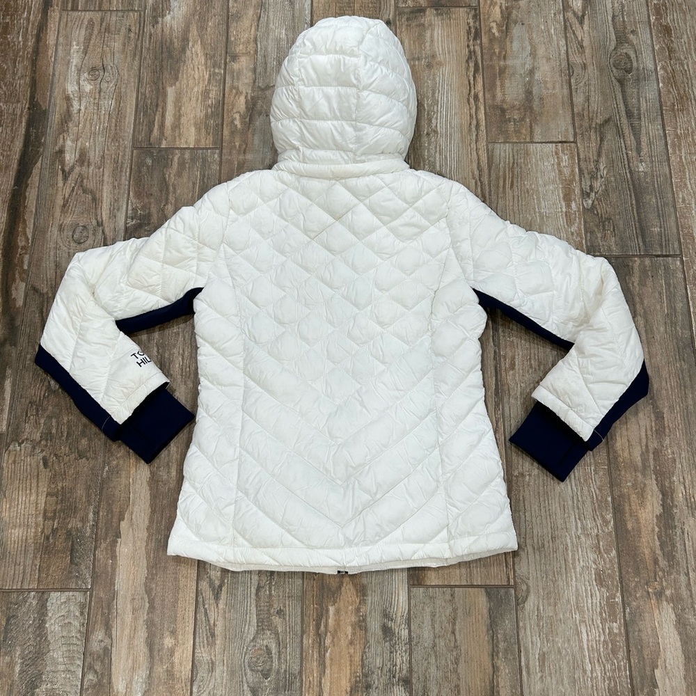 Tommy Hilfiger Women's White Quilted Puffer Jacket Coat Size Small With Hood Zip - Picture 4 of 6